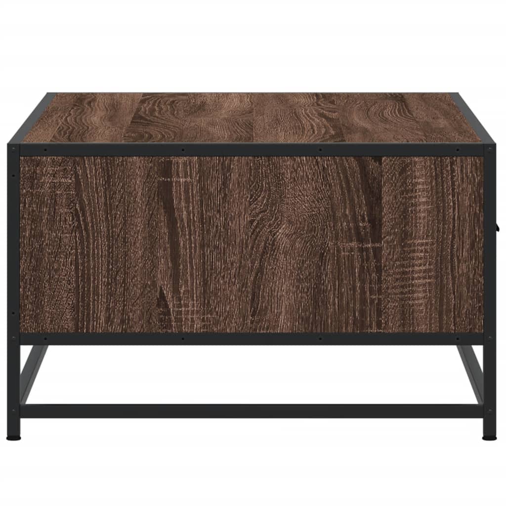 Table basse aspect chêne marron 90x57x35 cm matière bois métal