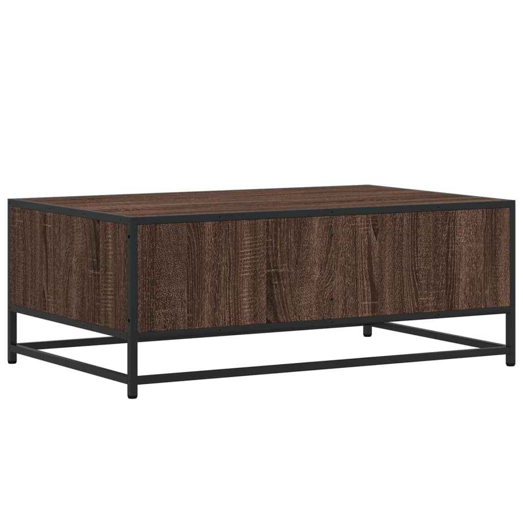 Table basse aspect chêne marron 90x57x35 cm matière bois métal