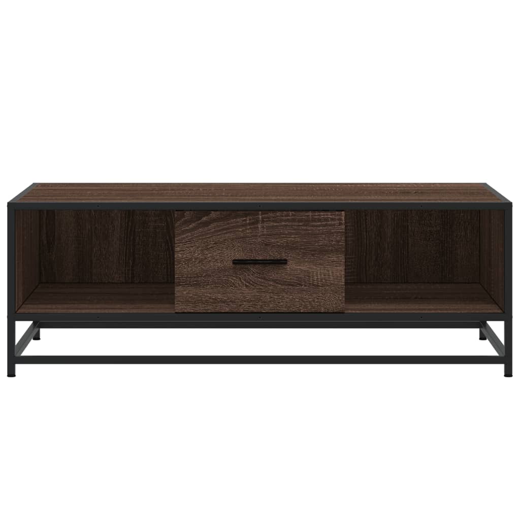 Table basse aspect chêne marron 100x57x35 cm matière bois métal