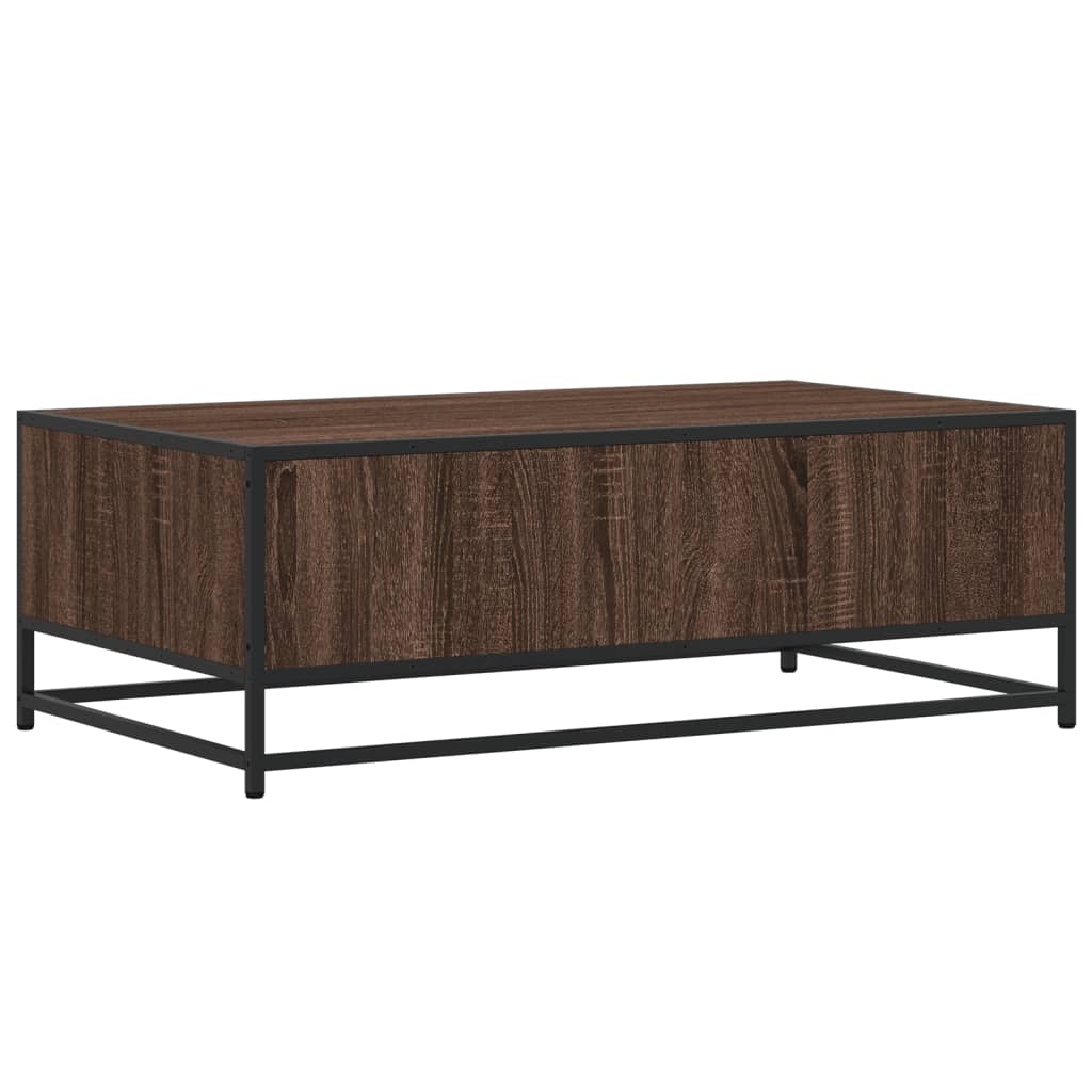 Table basse aspect chêne marron 100x57x35 cm matière bois métal