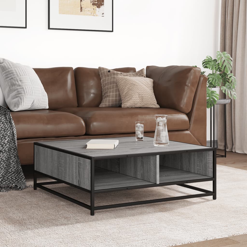 Table basse grise Sonoma 80x80x30 cm en bois et métal