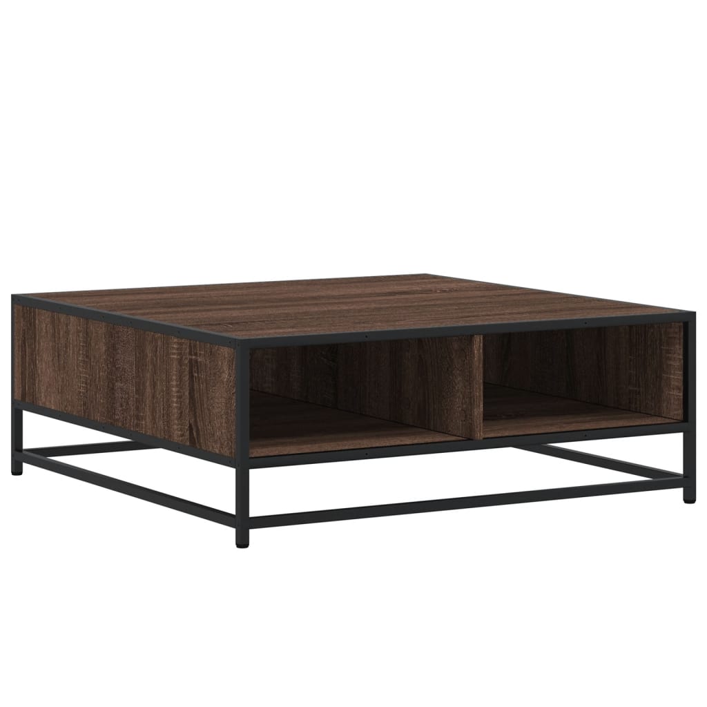 Table basse aspect chêne marron 80x80x30 cm bois matériau métal