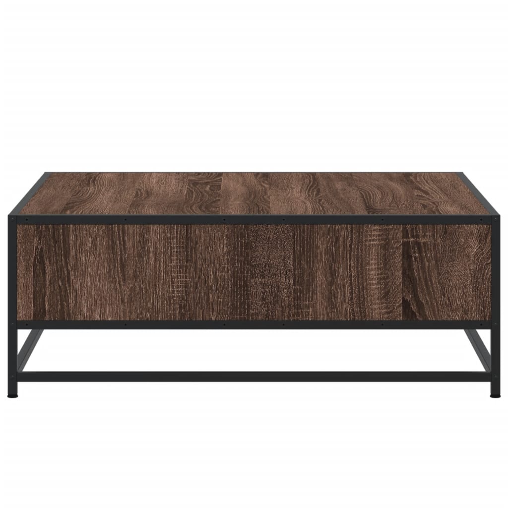 Table basse aspect chêne marron 80x80x30 cm bois matériau métal
