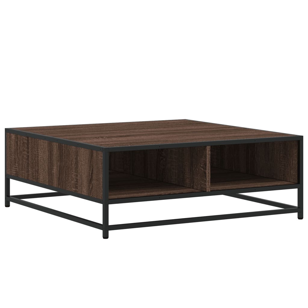 Table basse aspect chêne marron 80x80x30 cm bois matériau métal