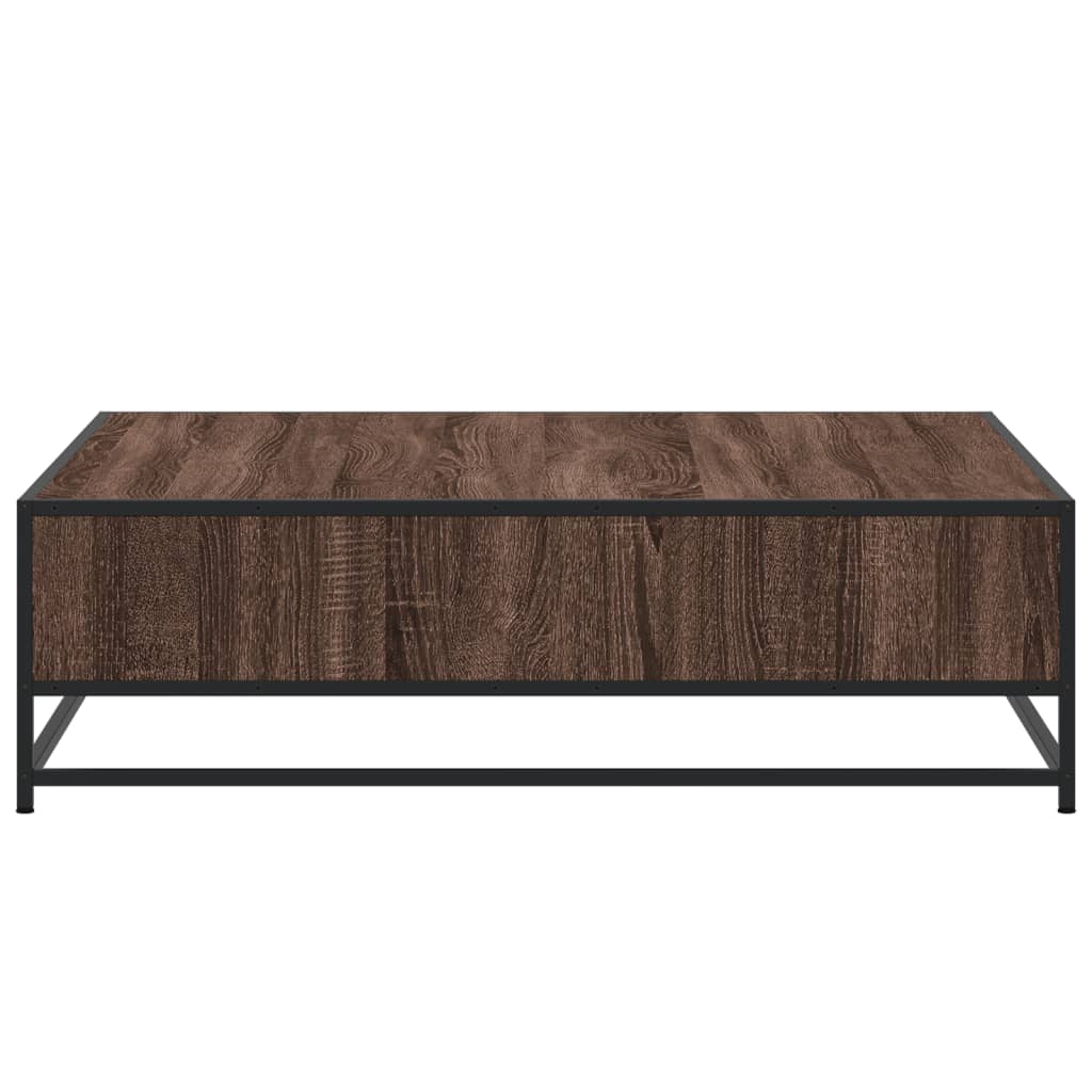 Table basse aspect chêne marron 100x100x30cm bois matériau métal