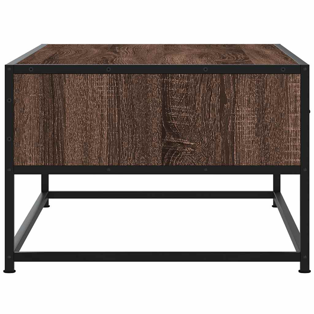 Table basse aspect chêne marron 100x50x35 cm matière bois métal