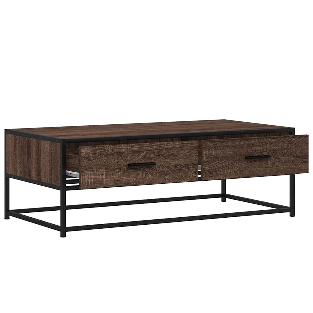 Table basse aspect chêne marron 100x50x35 cm matière bois métal