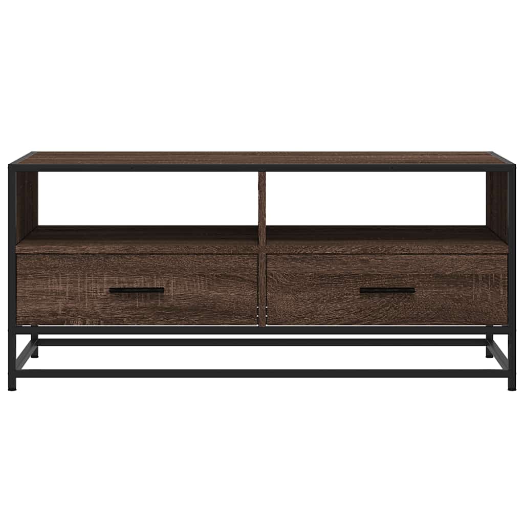 Table basse aspect chêne marron 100x50x45 cm matière bois métal