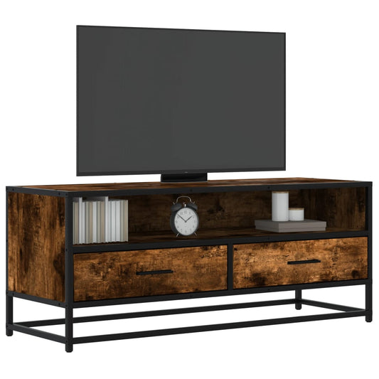 Meuble TV en chêne fumé 100x34,5x40 cm en matériau à base de bois et métal