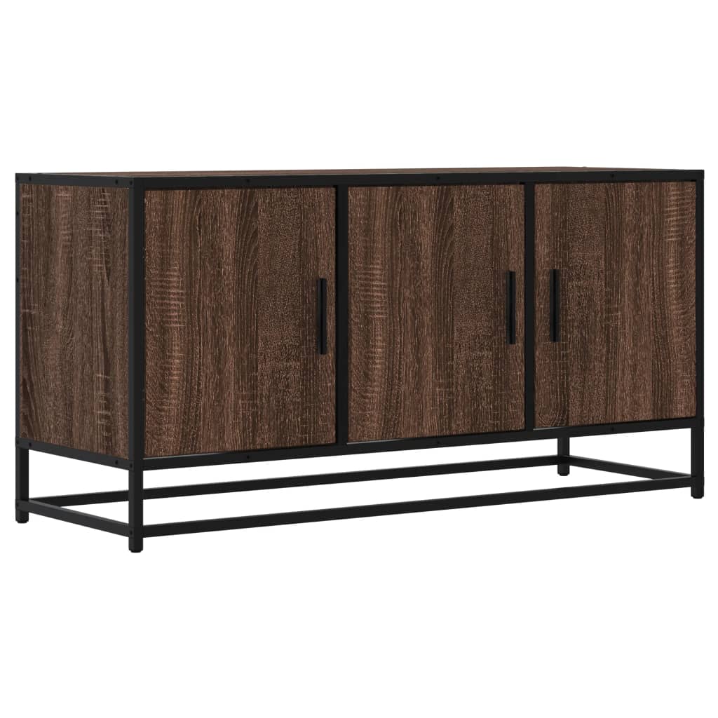 Meuble TV aspect chêne marron 100x35x50 cm matériau bois