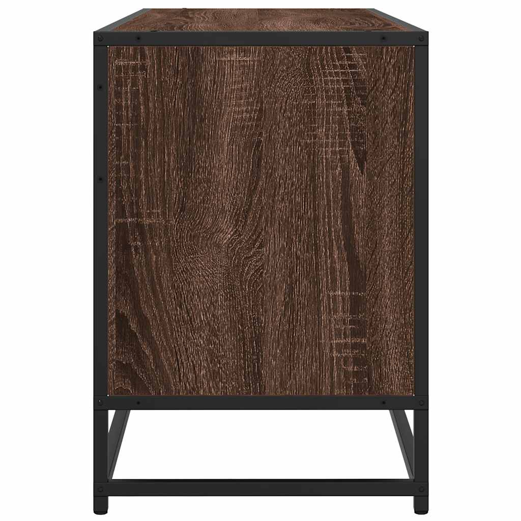 Meuble TV aspect chêne marron 100x35x50 cm matériau bois