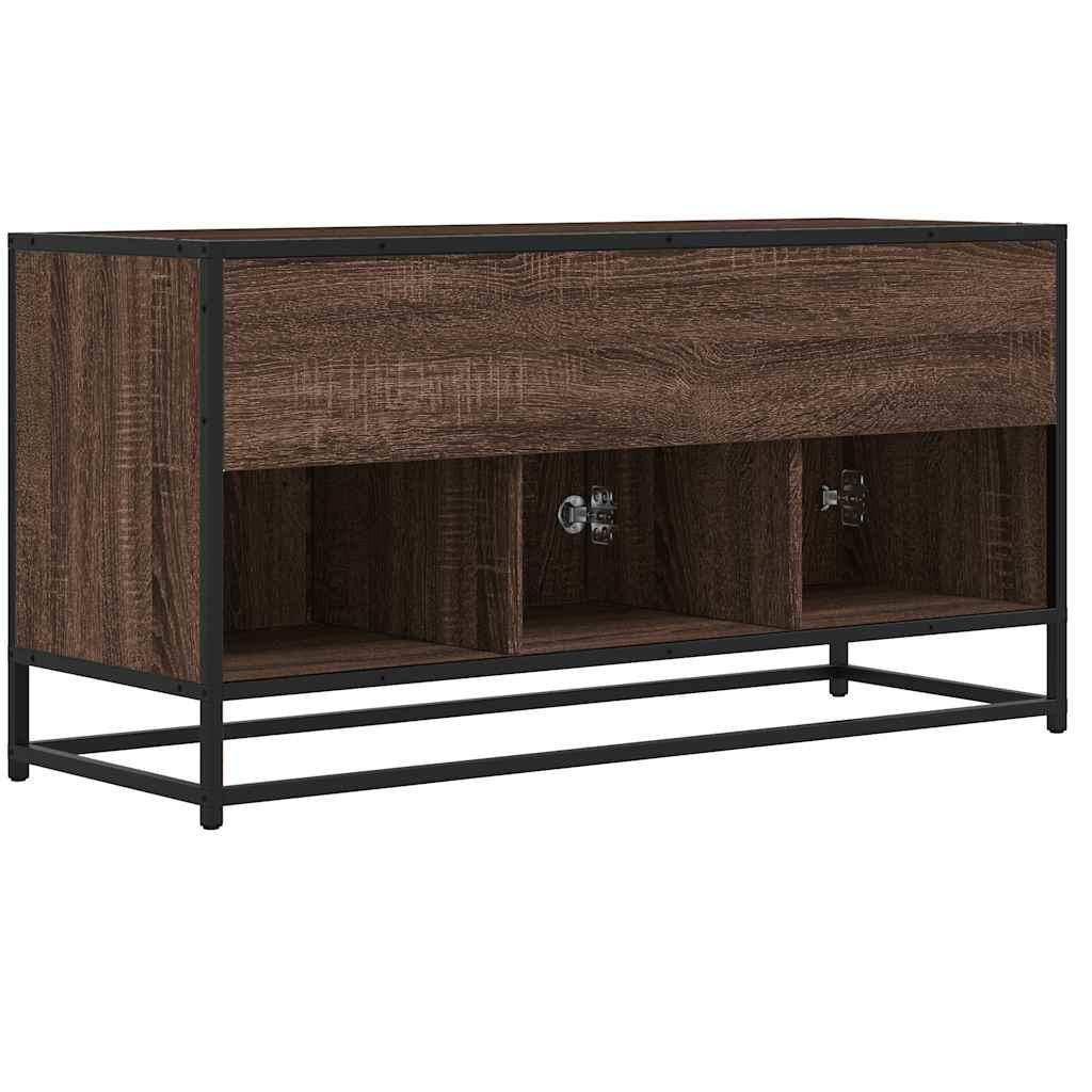 Meuble TV aspect chêne marron 100x35x50 cm matériau bois