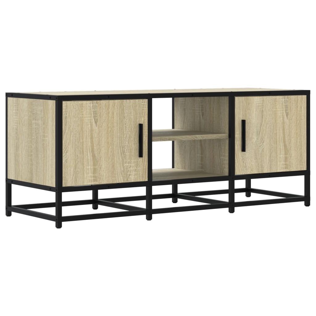 Meuble TV chêne Sonoma 100x35x50 cm en bois et métal