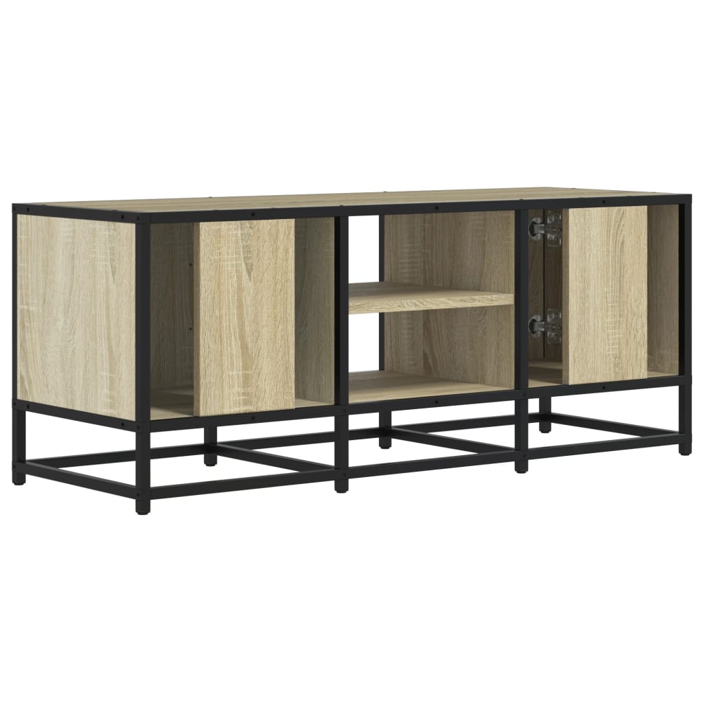 Meuble TV chêne Sonoma 100x35x50 cm en bois et métal