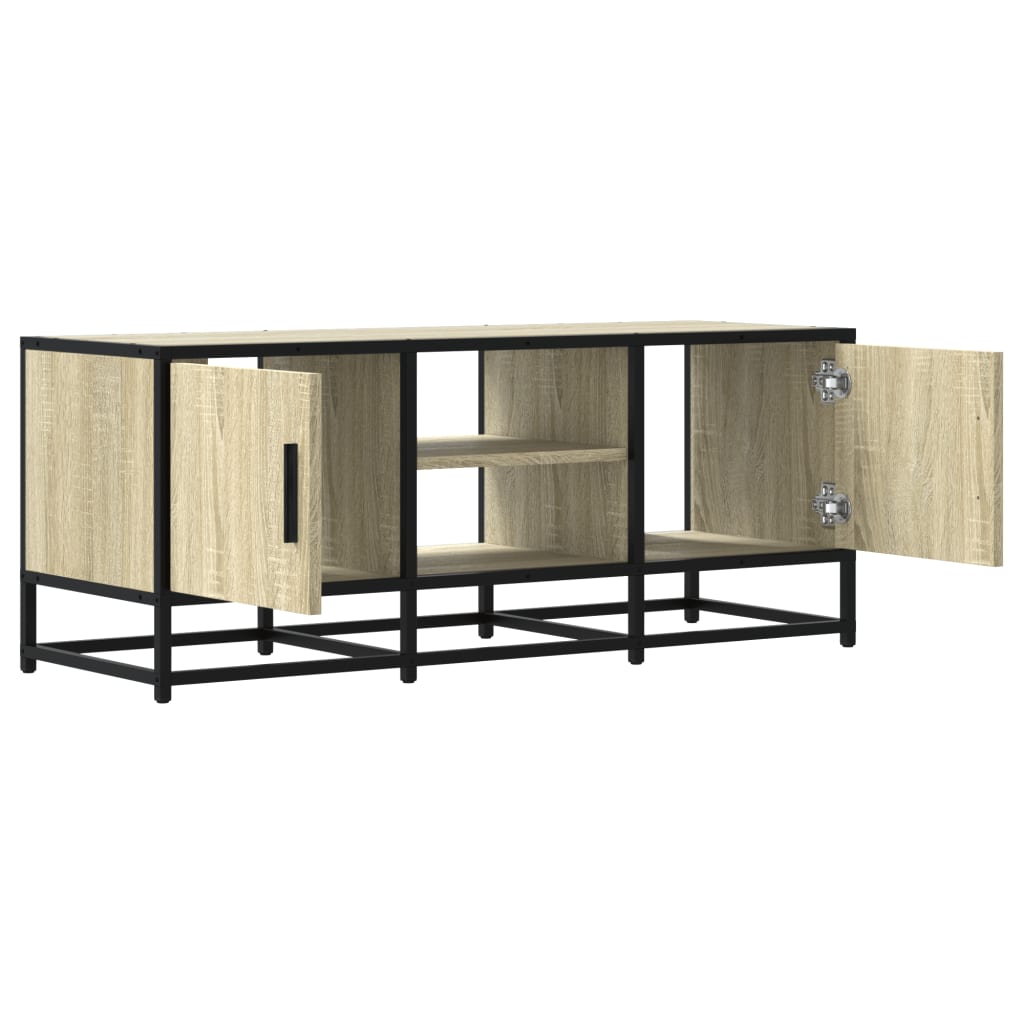 Meuble TV chêne Sonoma 100x35x50 cm en bois et métal