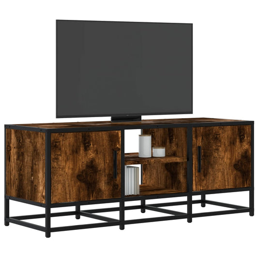 Meuble TV chêne fumé 100x35x41 cm en bois et métal