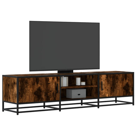 Meuble TV en chêne fumé 160x35x41 cm matériau à base de bois et métal
