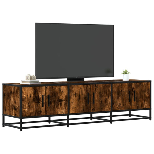Meuble TV en chêne fumé 150x35x41 cm matériau à base de bois et métal