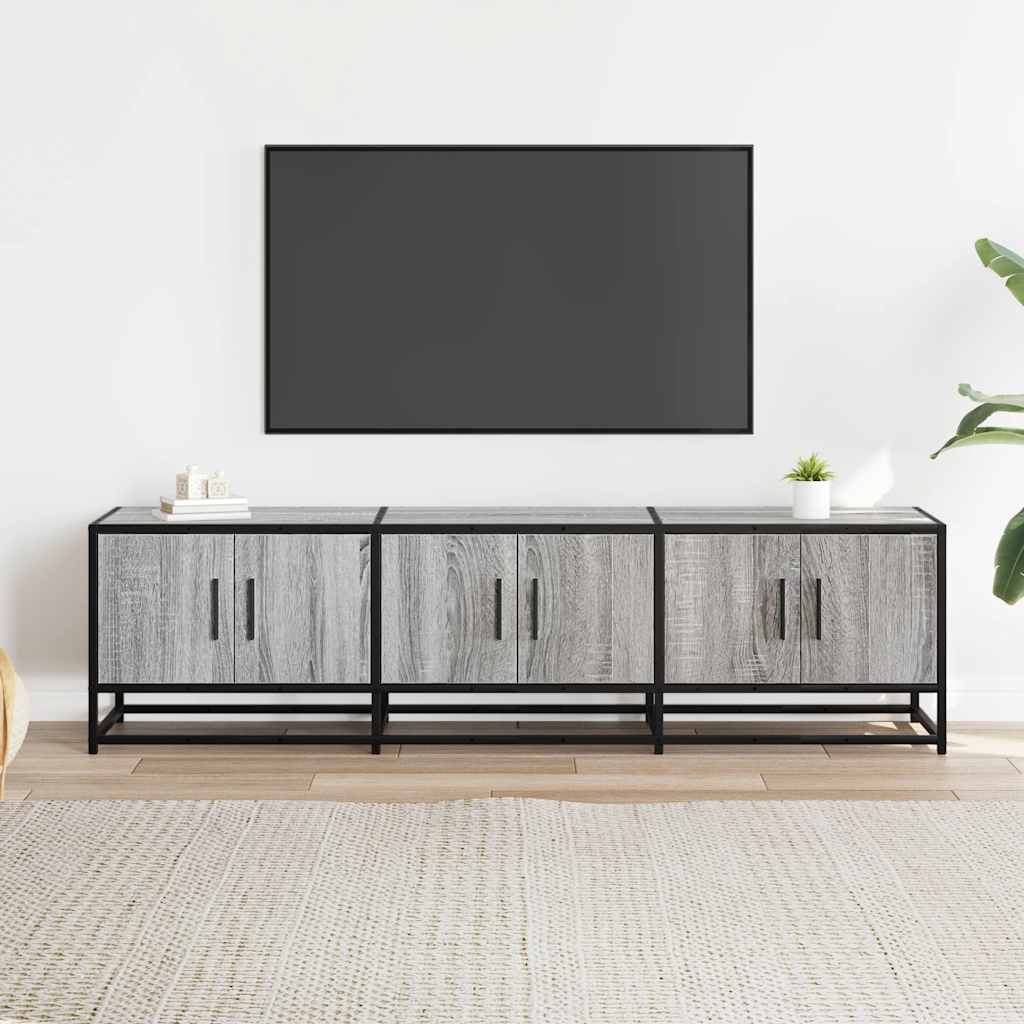TV cabinet gray Sonoma 150x35x41 cm wood-based material and metal