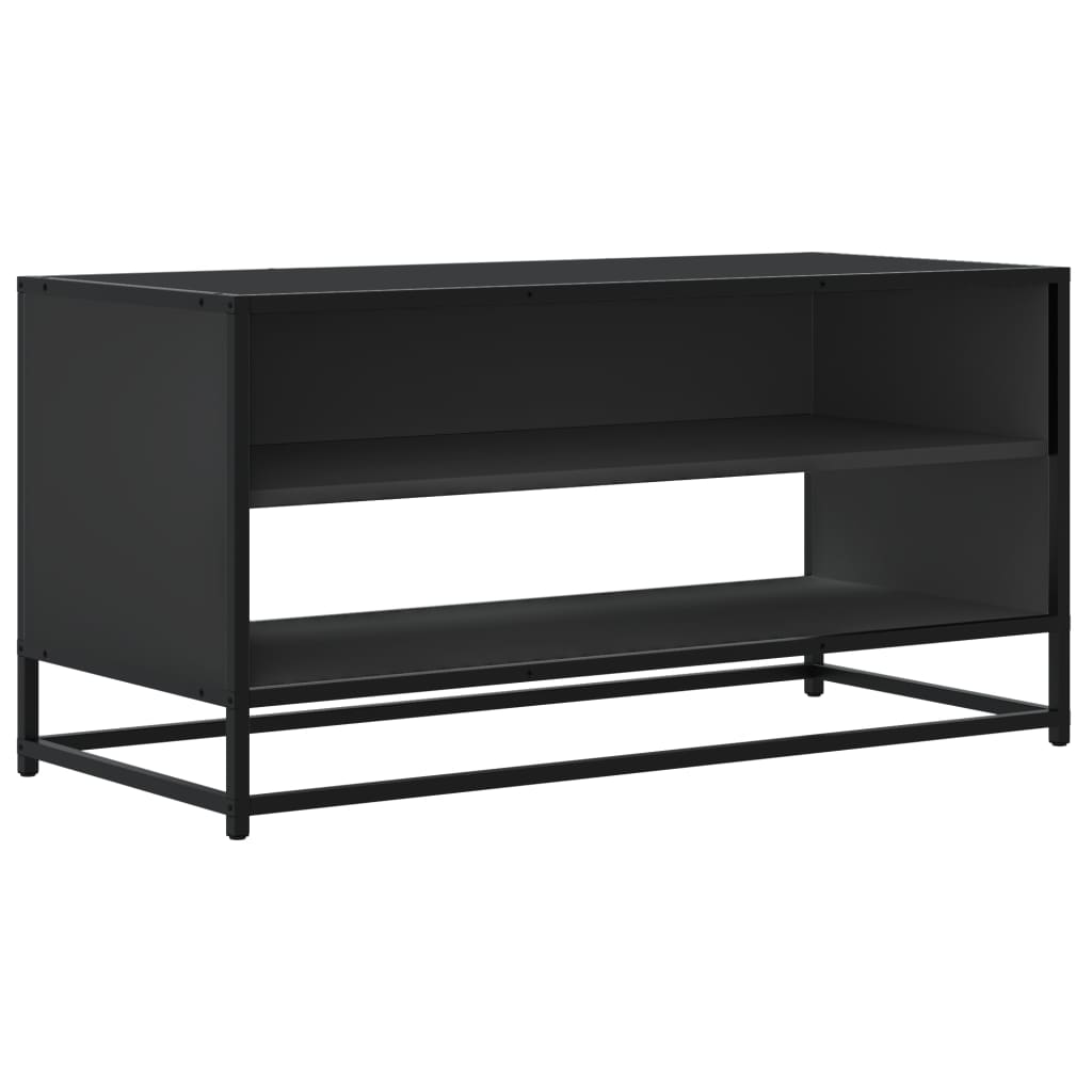 Meuble TV noir 91x40x46 cm en bois et métal