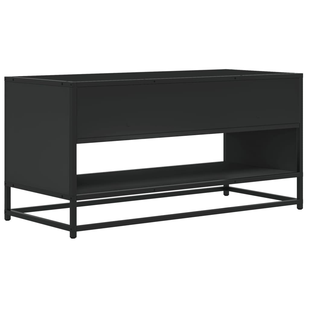 Meuble TV noir 91x40x46 cm en bois et métal