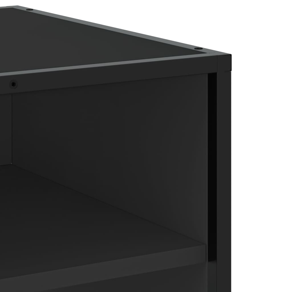 Meuble TV noir 91x40x46 cm en bois et métal