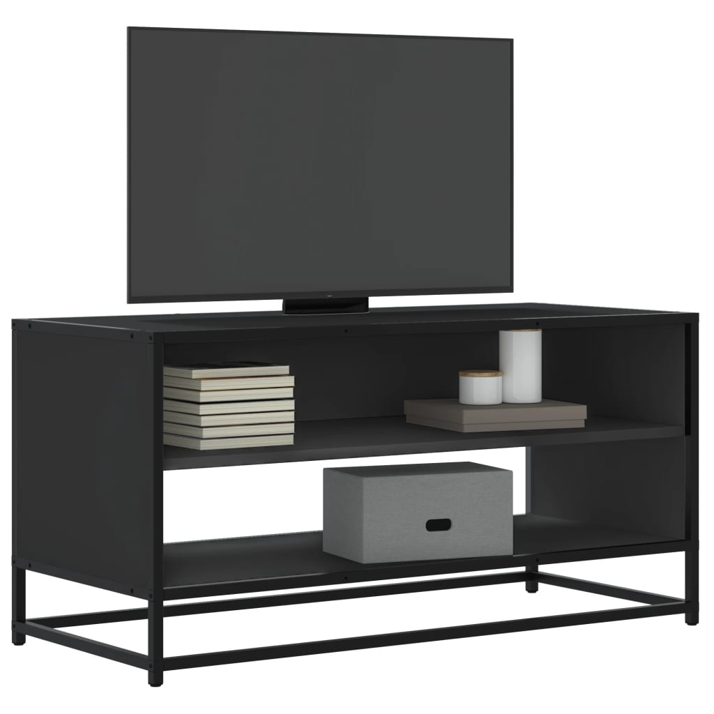 Meuble TV noir 91x40x46 cm en bois et métal