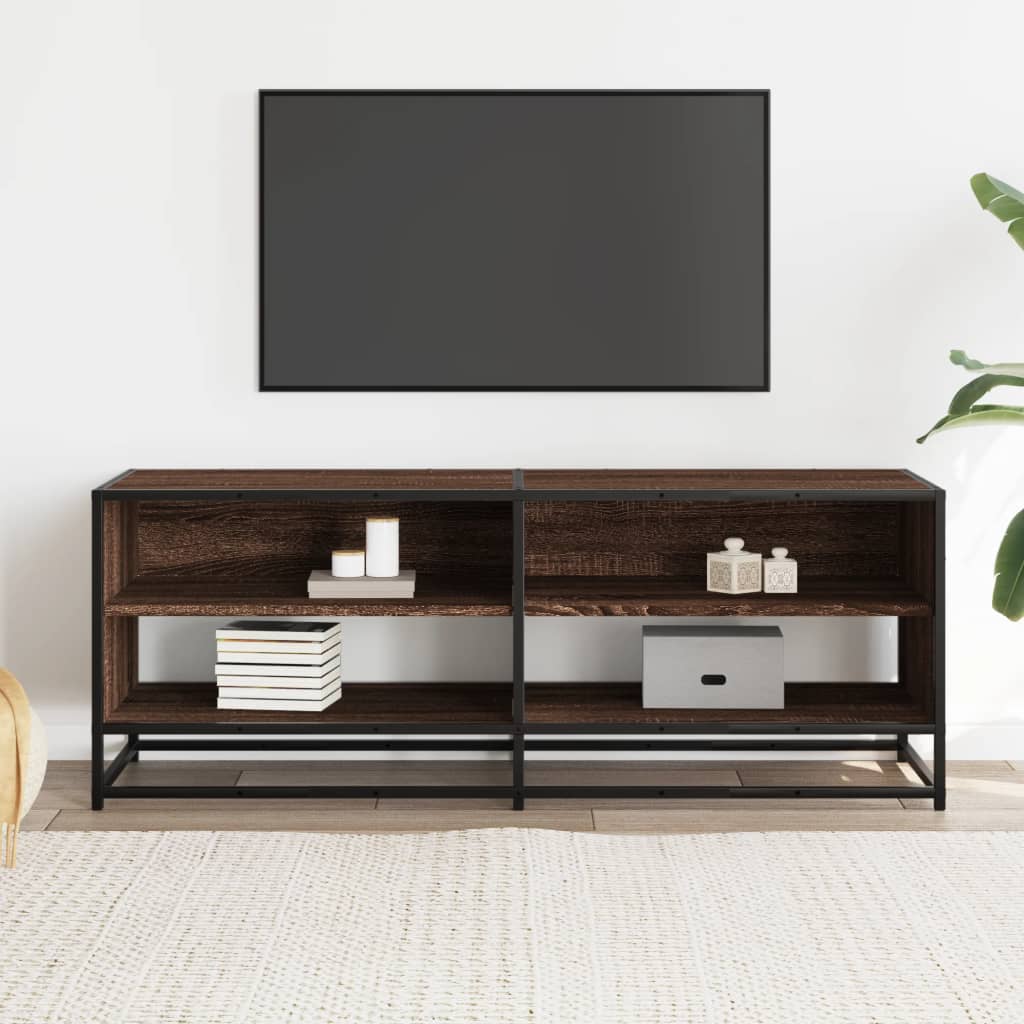 Meuble TV aspect chêne marron 120,5x40x46cm matériau bois métal