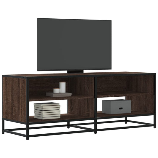 Meuble TV aspect chêne marron 120,5x40x46cm matériau bois métal