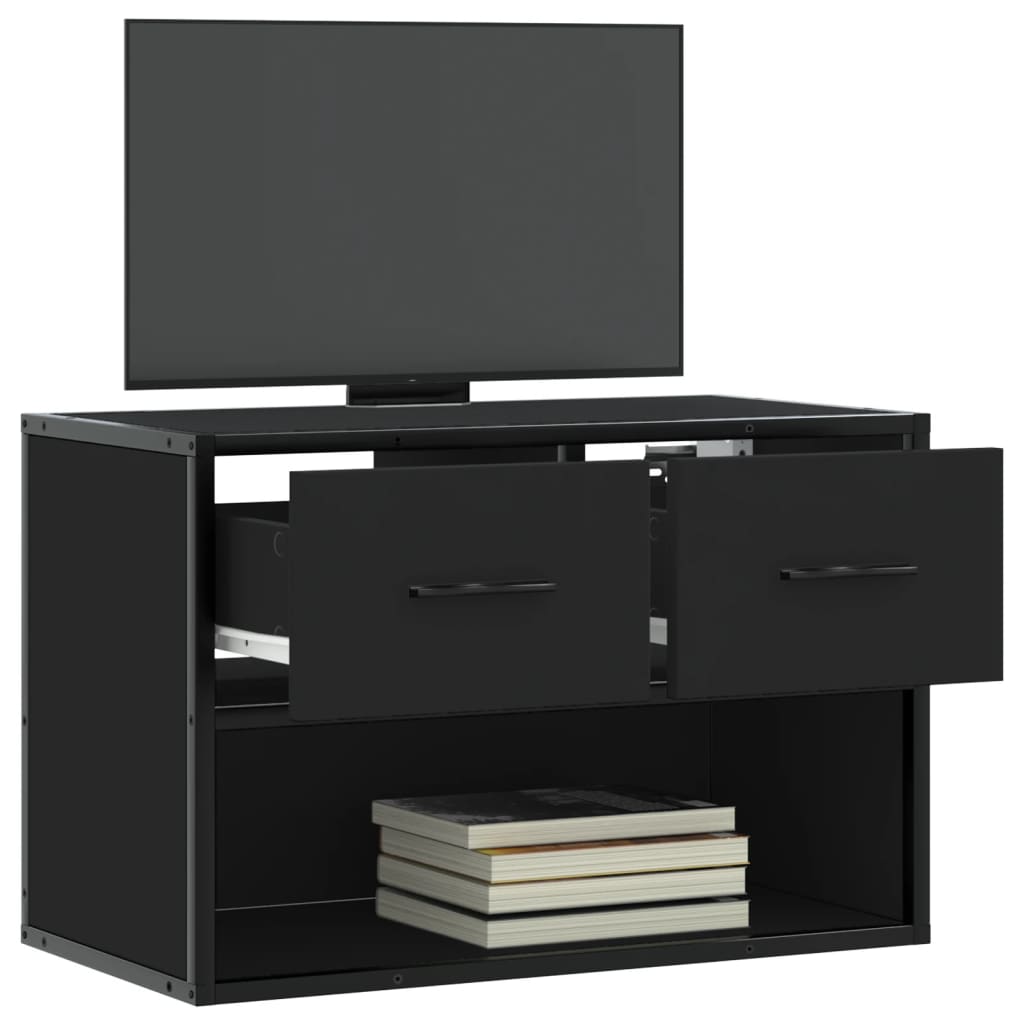 Meuble TV noir 60x31x39,5 cm en bois et métal