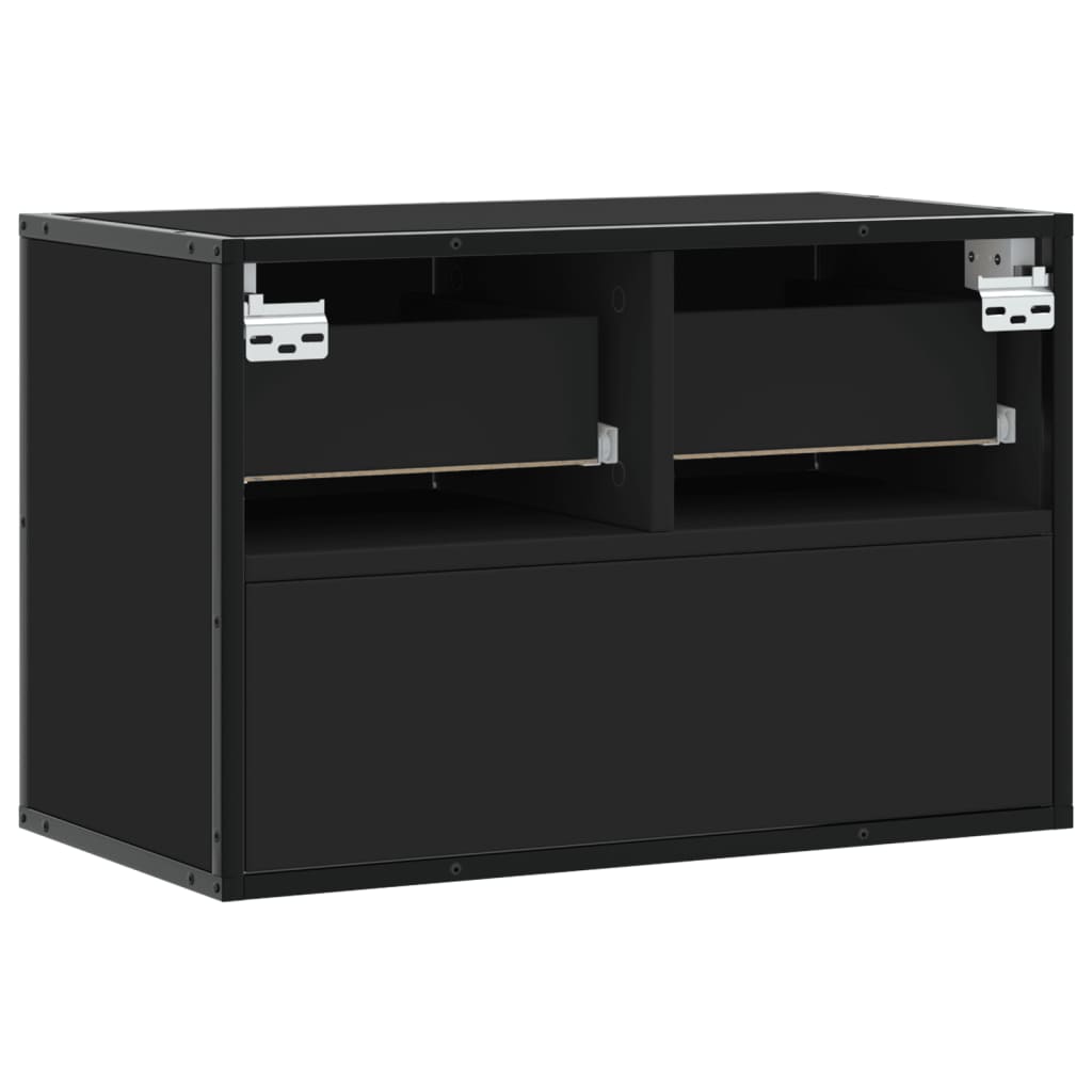Meuble TV noir 60x31x39,5 cm en bois et métal