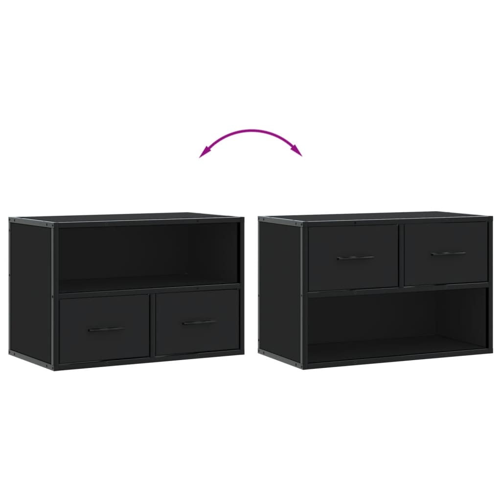 Meuble TV noir 60x31x39,5 cm en bois et métal