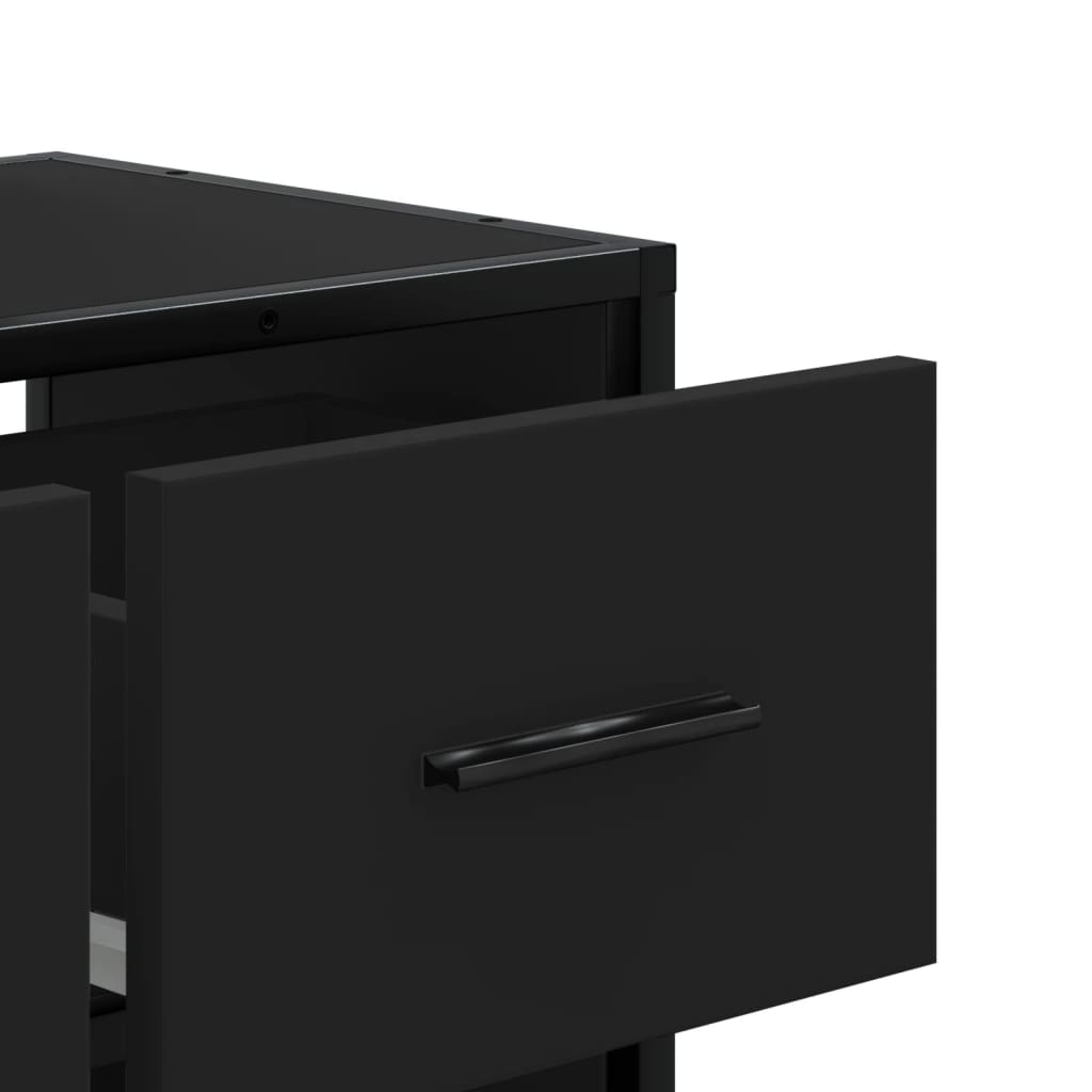Meuble TV noir 60x31x39,5 cm en bois et métal
