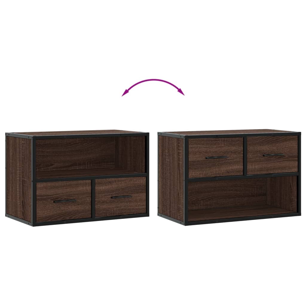 Meuble TV chêne marron 60x31x39,5 cm en bois et métal