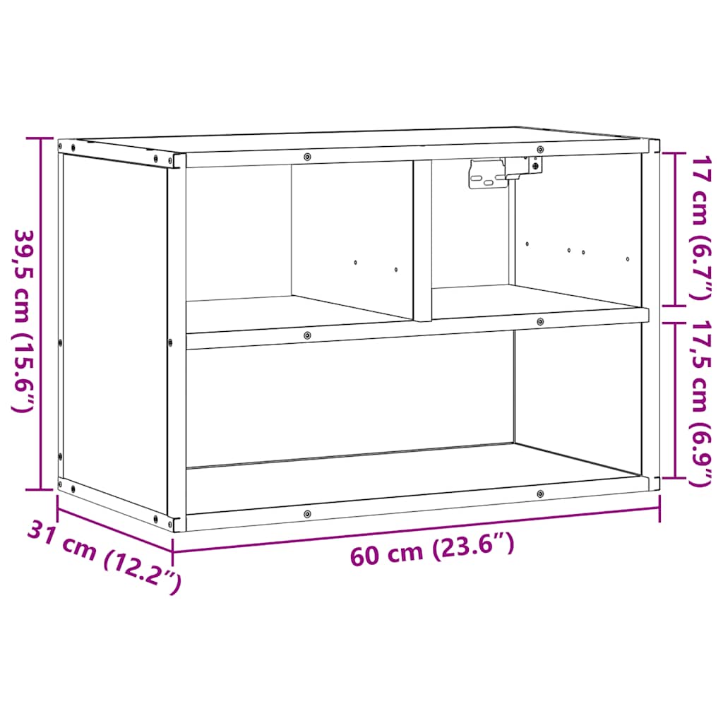 Meuble TV chêne Sonoma 60x31x39,5 cm en bois et métal