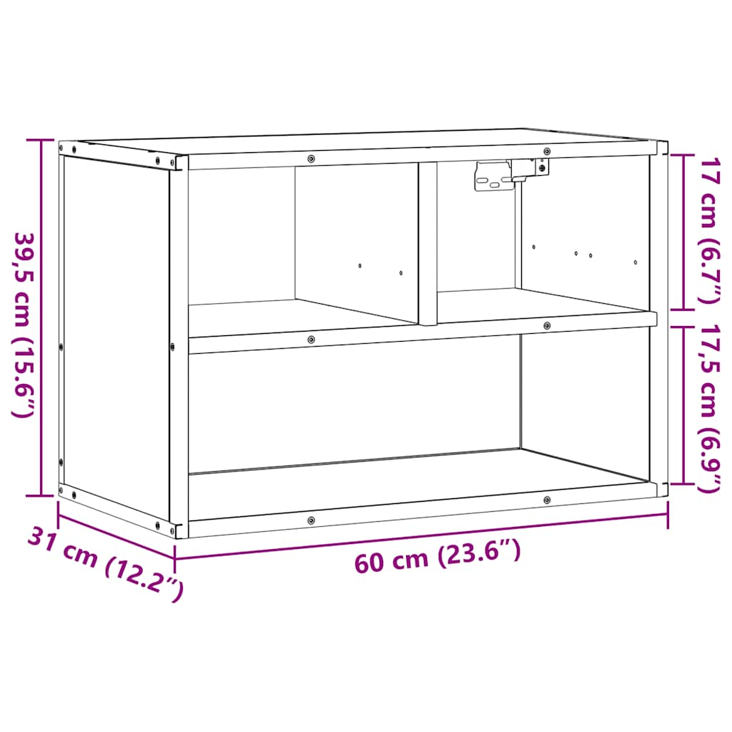 TV-Schrank Braun Eiche 60x31x39,5 cm Holzwerkstoff und Metall