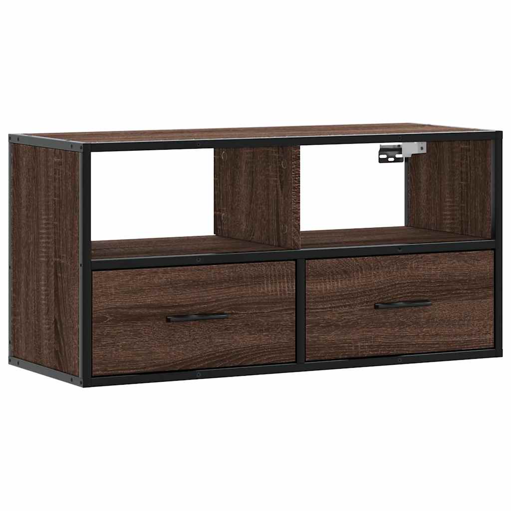 Meuble TV chêne marron 80x31x39,5 cm en bois et métal