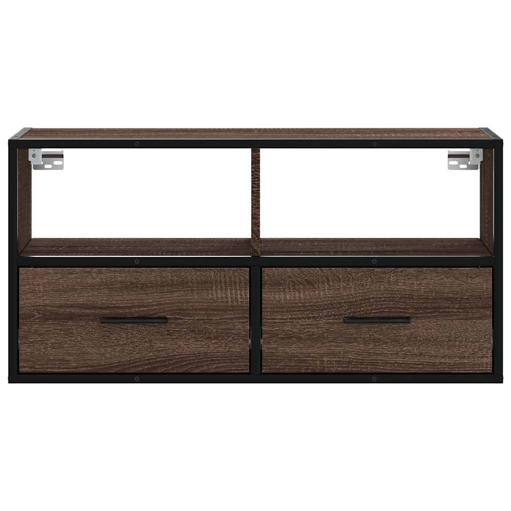 Meuble TV chêne marron 80x31x39,5 cm en bois et métal