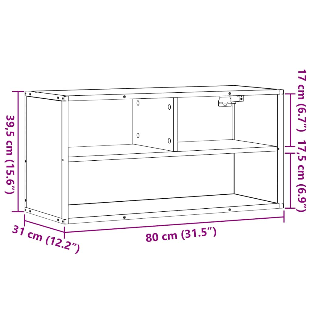 TV-Schrank Braun Eiche 80x31x39,5 cm Holzwerkstoff und Metall