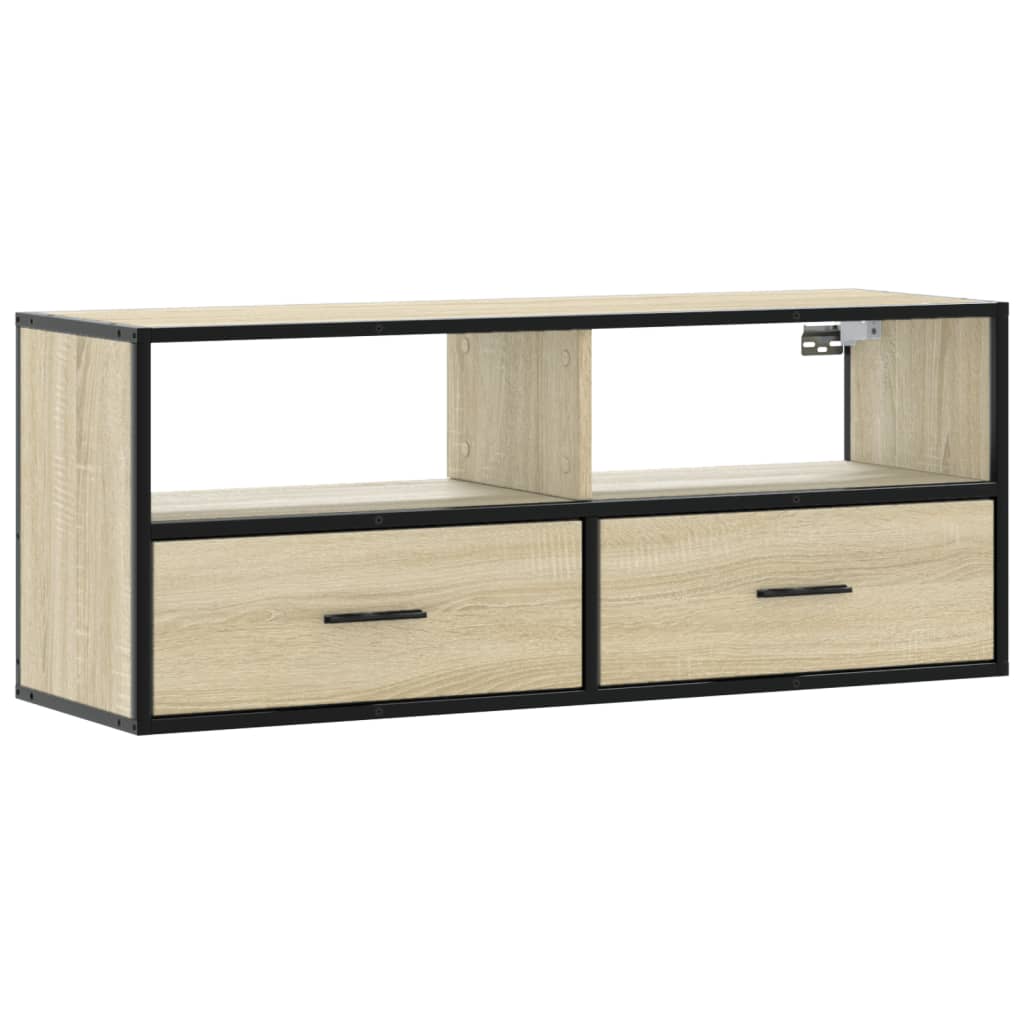 Meuble TV chêne Sonoma 100x31x39,5 cm en bois et métal