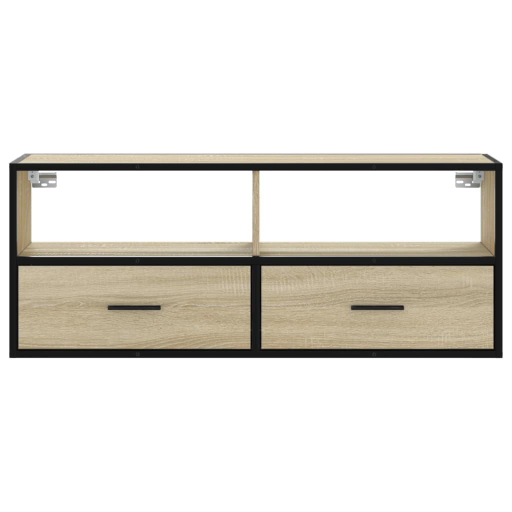 Meuble TV chêne Sonoma 100x31x39,5 cm en bois et métal