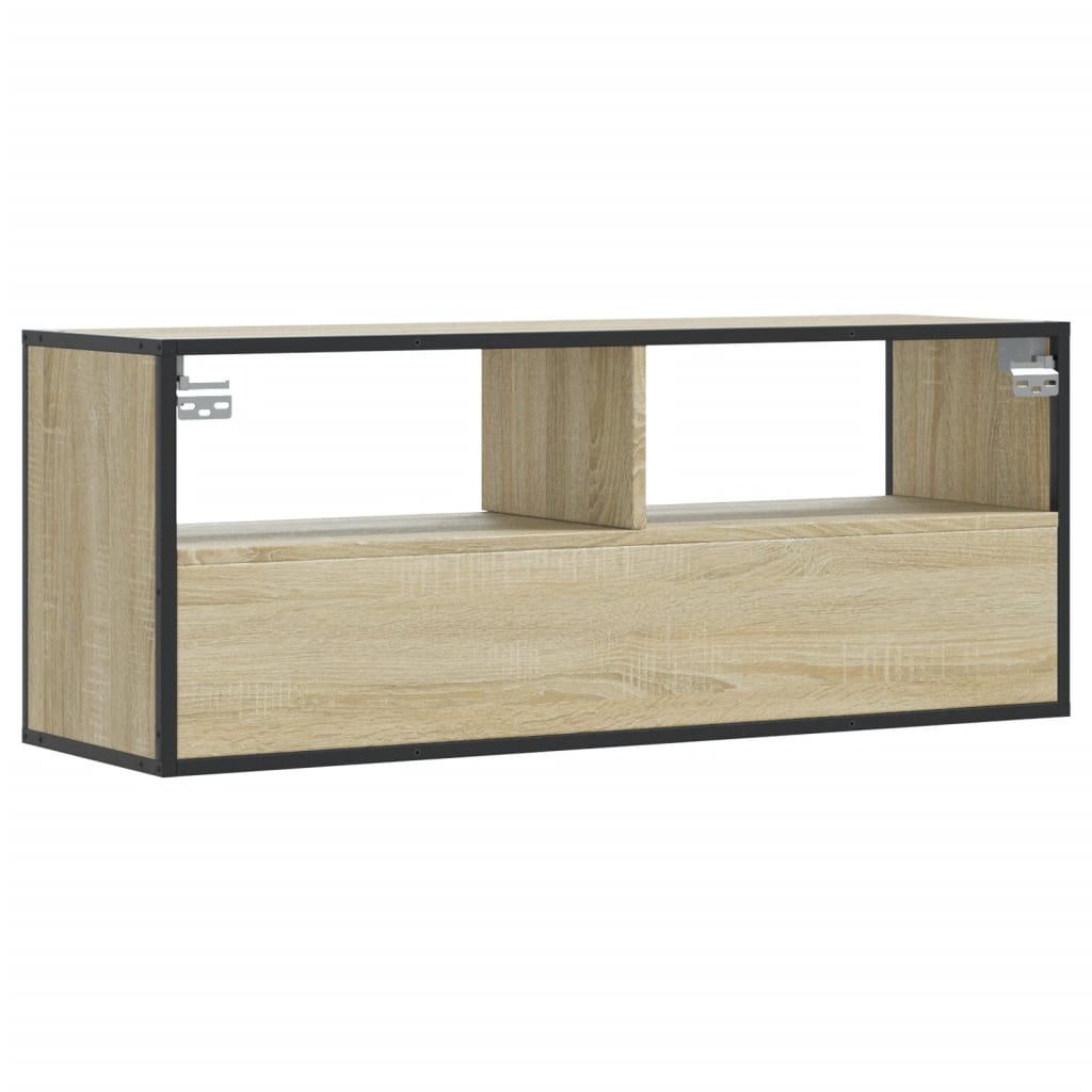 Meuble TV chêne Sonoma 100x31x39,5 cm en bois et métal