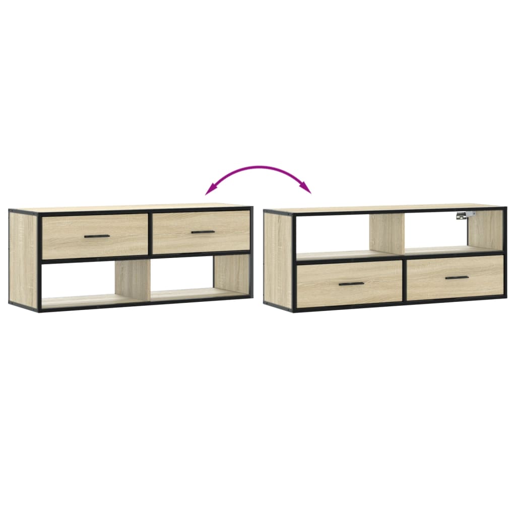 Meuble TV chêne Sonoma 100x31x39,5 cm en bois et métal
