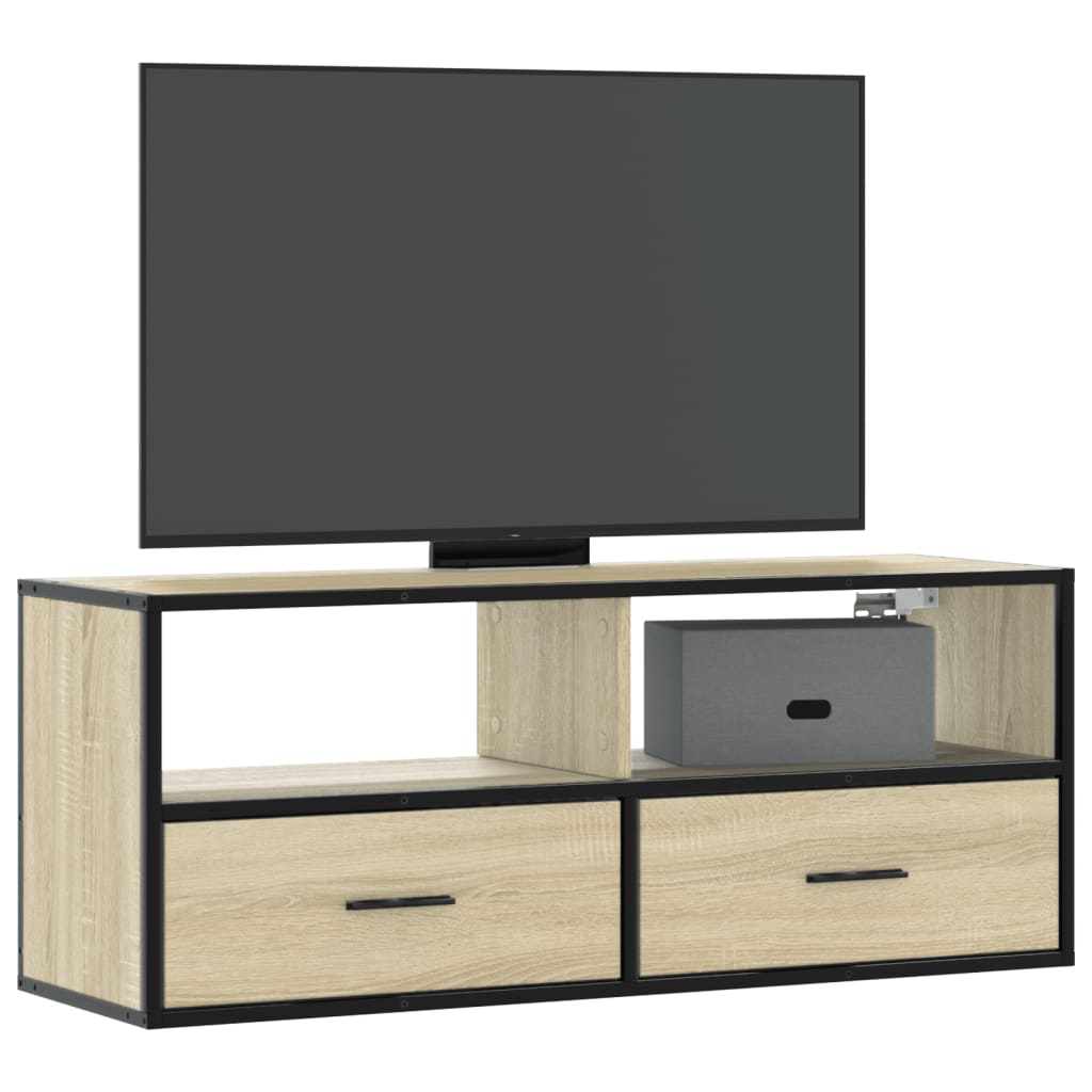Meuble TV chêne Sonoma 100x31x39,5 cm en bois et métal