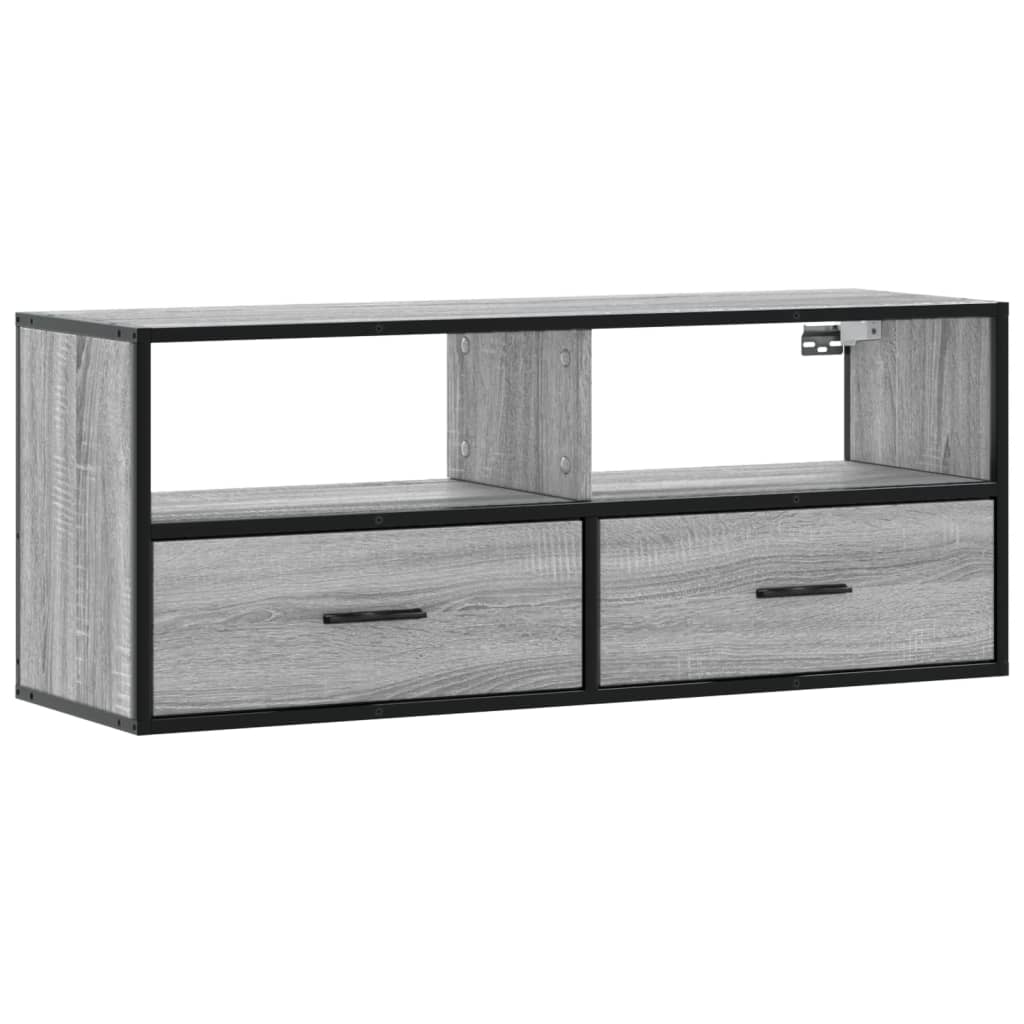 Meuble TV gris Sonoma 100x31x39,5 cm en bois et métal