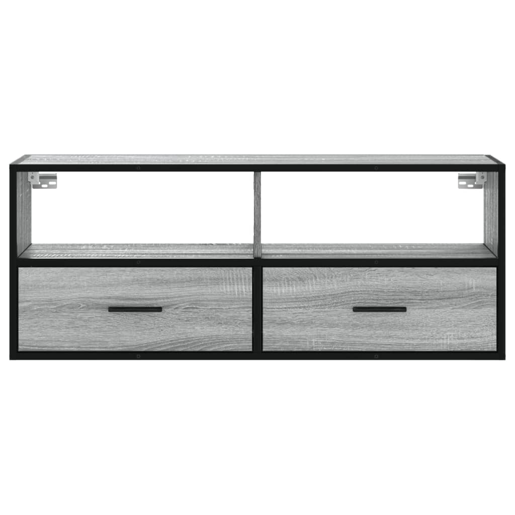 Meuble TV gris Sonoma 100x31x39,5 cm en bois et métal