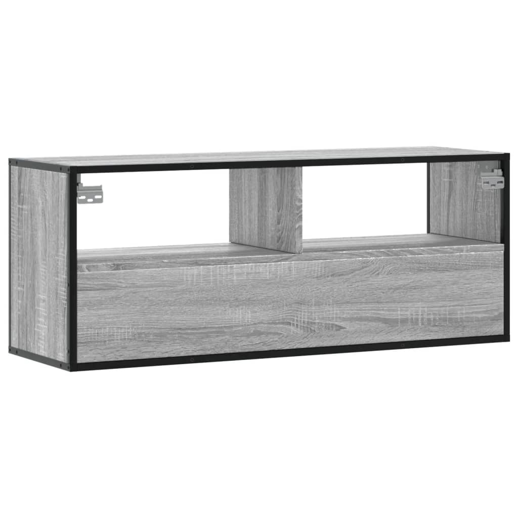 Meuble TV gris Sonoma 100x31x39,5 cm en bois et métal