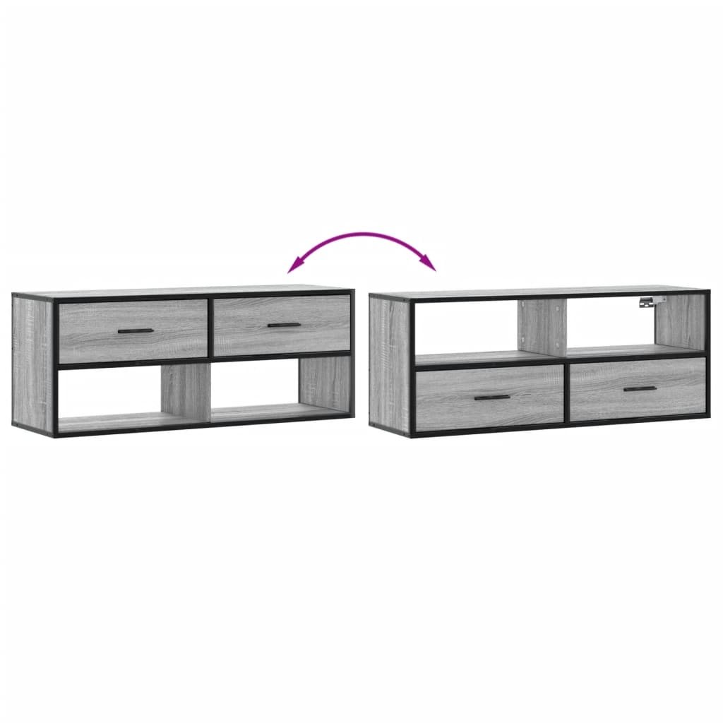 Meuble TV gris Sonoma 100x31x39,5 cm en bois et métal