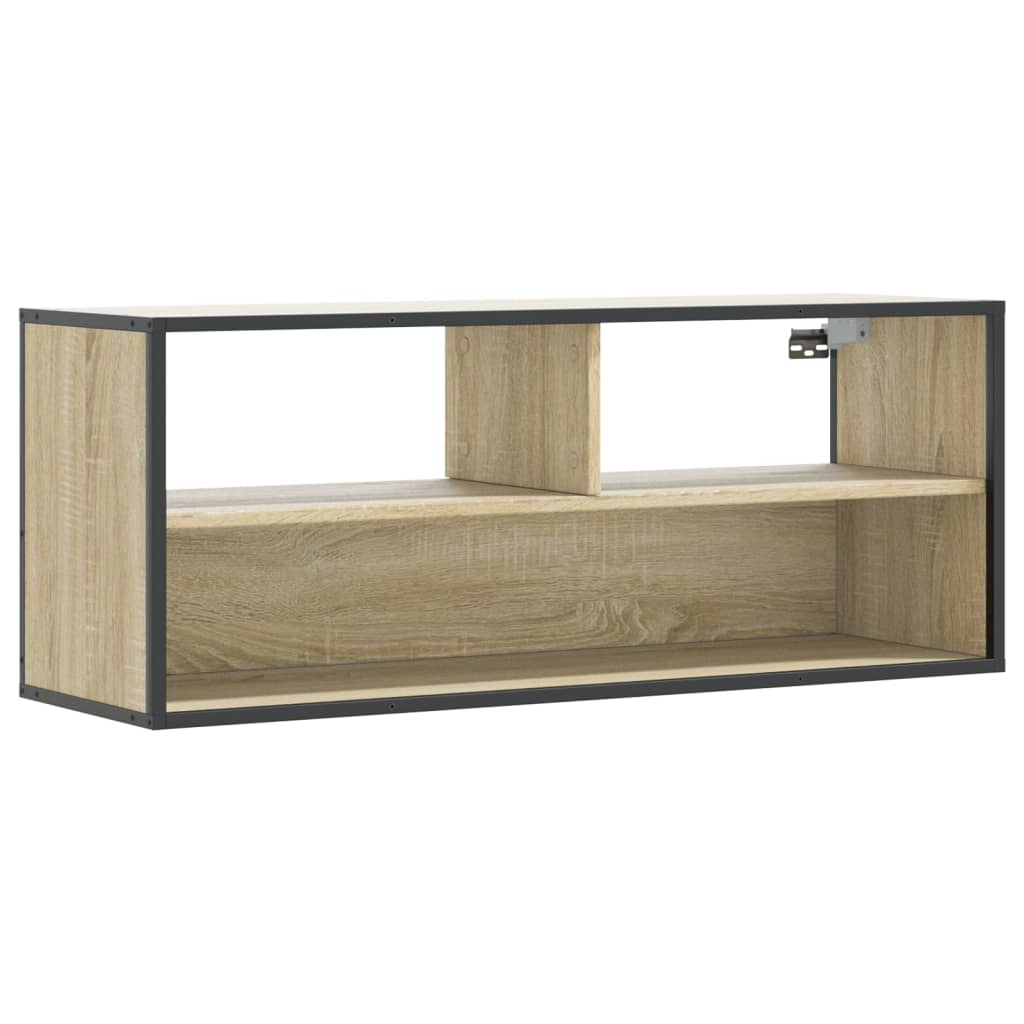 Meuble TV chêne Sonoma 100x31x39,5 cm en bois et métal