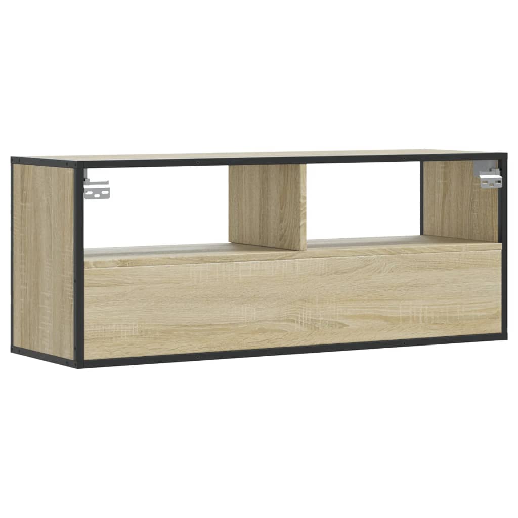 Meuble TV chêne Sonoma 100x31x39,5 cm en bois et métal